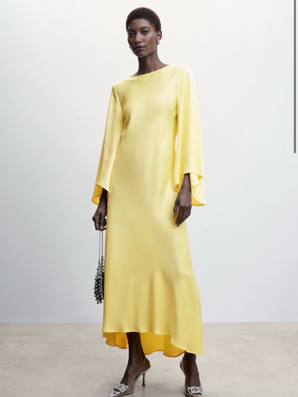 Mango Butter Yellow Flared Sleeve Dress size 8